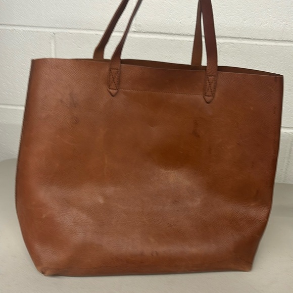 Madewell large brown bag transport tote genuine leather market bag boho travel - Picture 4 of 5